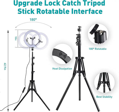 13" RGB Selfie Ring Light W/ Tripod Stand & Phone Holder 26 Modes 10 Brightness Level 120 LED Bulbs Dimmable Selfie Ringlight for Live Stream Makeup Youtube Video Photography Shooting